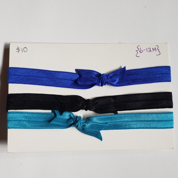 3/$20 Set of 3 baby girls bow headband hair accessories Size 6 to 12 months blue - Picture 2 of 5